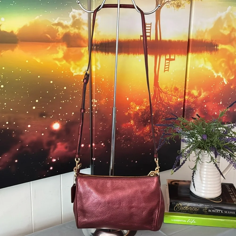 Coach Carrie Burgundy Leather Crossbody - Picture 5 of 11
